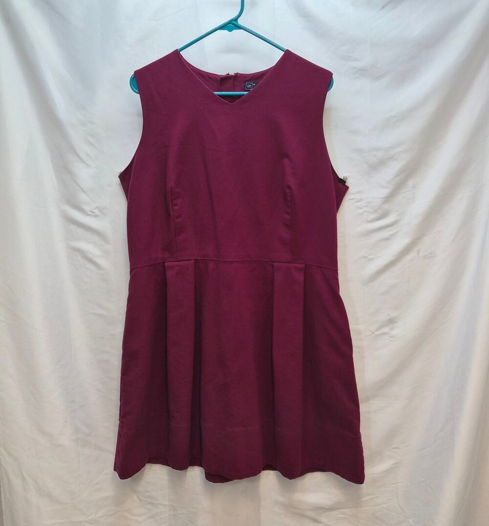 Gap Sleeveless V-Neck Fit & Flare Dress Garnet Burgandy Women's 20 Closet Staple